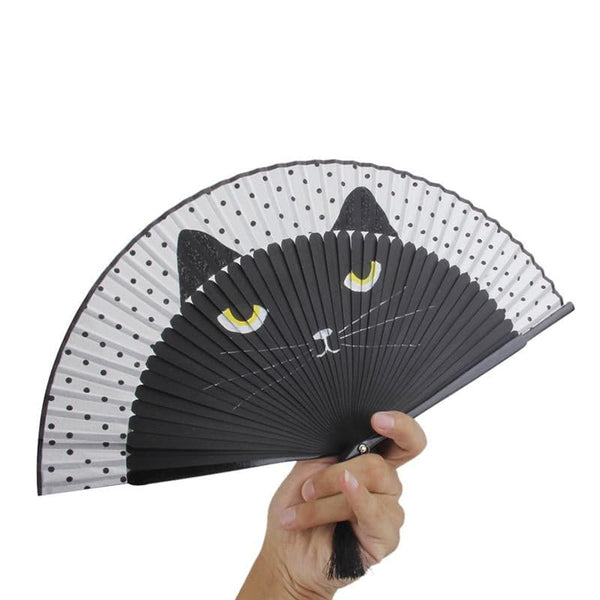 Japanese Cat Bamboo Fan