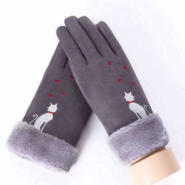Warm gloves made of cotton and suede