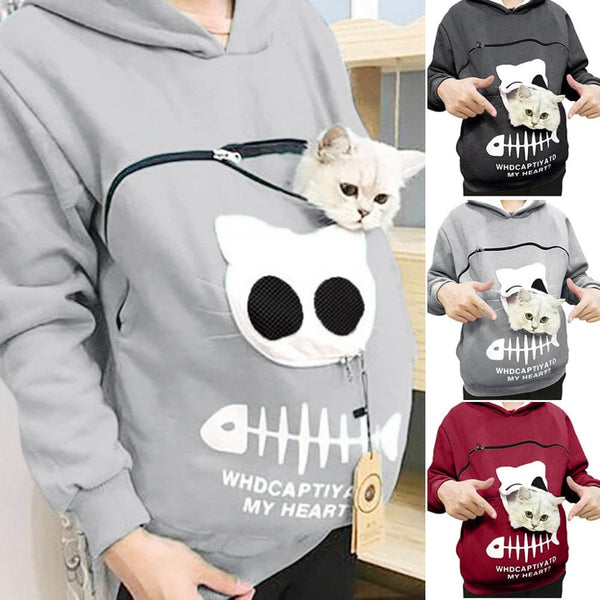 Cuddly hoodie with cuddly bag for pets