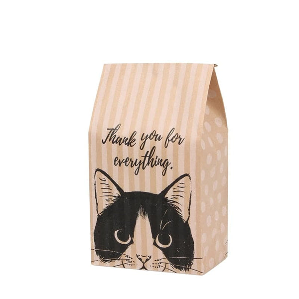 Kraftpapier Geschenkbeutel mit Katzenmotiv - 5 Stück