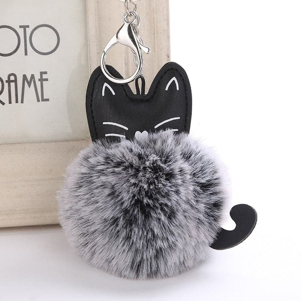 Plush keychain with faux fur